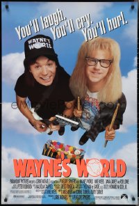 3b1774 WAYNE'S WORLD 1sh 1991 Mike Myers, Dana Carvey, one world, one party, excellent!