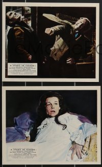 3b0824 STUDY IN TERROR 8 color English FOH LCs 1966 Neville as Sherlock Holmes, original caped crusader!