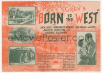 3b0708 BORN TO THE WEST herald 1926 Zane Grey, Jack Holt, cool art of cowboy with lasso & gun!