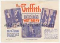 3b0738 WET PAINT herald 1926 Raymond Griffith, Helene Costello, Bryant Washburn, ultra rare!