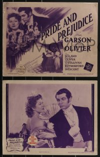 3b0648 PRIDE & PREJUDICE 8 LCs R1943 Laurence Olivier & Greer Garson, from Jane Austen's novel!