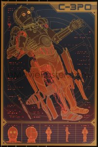 3c0265 C-3PO signed #2/325 24x36 art print 2016 by Kevin Tong, Mondo!