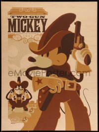 3c2290 TWO-GUN MICKEY #/115 18x24 art print 2011 Mondo, art by Tom Whalen, sideshow wood edition!