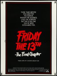 3d1237 FRIDAY THE 13th - THE FINAL CHAPTER 30x40 1984 slasher sequel, Jason's unlucky day, rare!