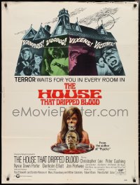 3d1239 HOUSE THAT DRIPPED BLOOD 30x40 1971 Christopher Lee, Vampires! Voodoo! Vixens, Victims, rare!