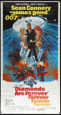 3d0390 DIAMONDS ARE FOREVER int'l 3sh 1971 Robert McGinnis art of Sean Connery as James Bond!
