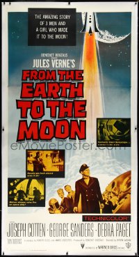 3d0017 FROM THE EARTH TO THE MOON linen 3sh 1958 Jules Verne's story of people who made it, rare!