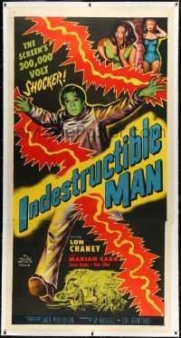 3d0020 INDESTRUCTIBLE MAN linen 3sh 1956 Lon Chaney Jr. as inhuman, invincible monster, very rare!