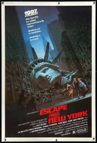 3d0348 ESCAPE FROM NEW YORK 40x60 1981 Carpenter, decapitated Lady Liberty by Jackson, ultra rare!