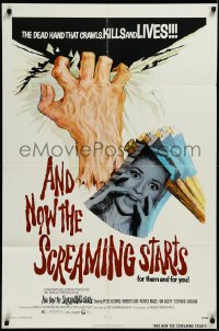 3d0469 AND NOW THE SCREAMING STARTS 1sh 1973 sexy terrified girl & art of severed hand!