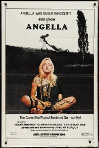 3d0471 ANGELLA 1sh 1976 Sue Lyon in the title role, the game she played bordered on insanity!