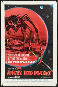 3d0101 ANGRY RED PLANET linen 1sh 1960 great artwork of gigantic drooling bat-rat-spider creature!