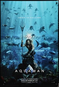 3d1276 AQUAMAN teaser DS 1sh 2018 DC, Jason Momoa in title role with great white sharks and more!