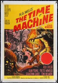 3d0259 TIME MACHINE linen Aust 1sh 1960 H.G. Wells, George Pal, great sci-fi artwork, ultra rare!