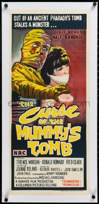 3d0287 CURSE OF THE MUMMY'S TOMB linen Aust daybill 1970s Hammer horror half-bone, half-bandage!