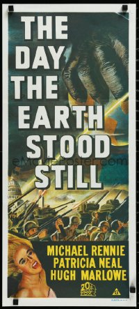3d0427 DAY THE EARTH STOOD STILL Aust daybill R1970s Robert Wise, art of giant hand & Patricia Neal!