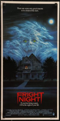 3d0430 FRIGHT NIGHT Aust daybill 1985 Sarandon, McDowall, best classic horror art by Peter Mueller!
