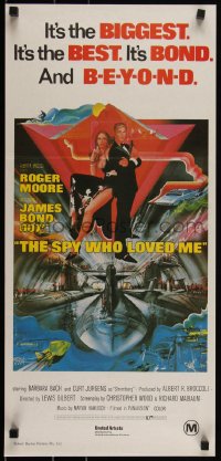 3d0437 SPY WHO LOVED ME Aust daybill R1980s great art of Roger Moore as James Bond 007 by Bob Peak!