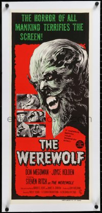 3d0295 WEREWOLF linen Aust daybill 1970s wolf-man horror art, it happens before your horrified eyes!