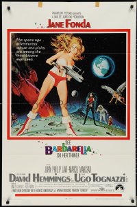 3d0475 BARBARELLA 1sh 1968 sci-fi art of super sexy Jane Fonda by McGinnis, Roger Vadim!
