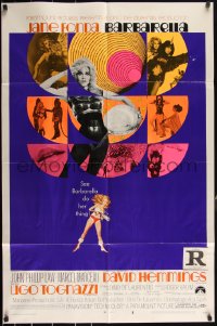 3d0476 BARBARELLA style B 1sh 1968 Roger Vadim, montage of sexy Jane Fonda images + art by McGinnis!