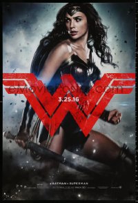 3d1289 BATMAN V SUPERMAN teaser DS 1sh 2016 great image of sexiest Gal Gadot as Wonder Woman!