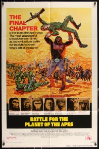 3d0479 BATTLE FOR THE PLANET OF THE APES 1sh 1973 Tanenbaum art of war between apes & humans!