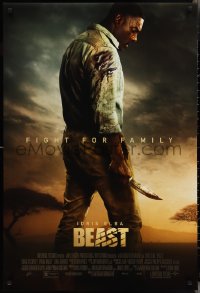 3d1290 BEAST DS 1sh 2022 great image of Idris Elba with knife on the African savanna!