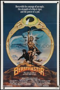 3d0483 BEASTMASTER 1sh 1982 Taylor art of bare-chested Marc Singer & sexy Tanya Roberts!