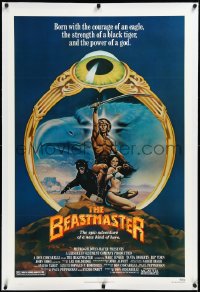 3d0108 BEASTMASTER linen 1sh 1982 Taylor art of bare-chested Marc Singer & sexy Tanya Roberts!
