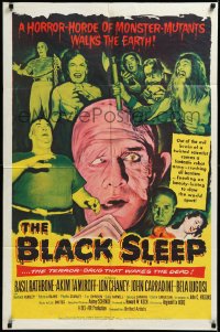 3d0487 BLACK SLEEP 1sh 1956 Lon Chaney Jr., Bela Lugosi, Tor Johnson, terror-drug wakes the dead!