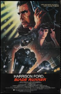 3d0490 BLADE RUNNER int'l 1sh 1982 Ridley Scott sci-fi classic, art of Harrison Ford by Alvin!