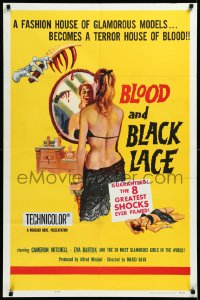 3d0491 BLOOD & BLACK LACE 1sh 1965 Mario Bava, a glamorous fashion house becomes a house of blood!