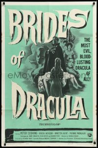 3d0496 BRIDES OF DRACULA 1sh 1960 Terence Fisher, Hammer horror, vampire art by Joseph Smith!
