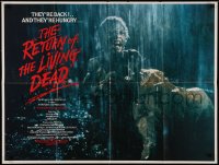 3d1259 RETURN OF THE LIVING DEAD British quad 1985 image of zombie Jerome Coleman eating a paramedic