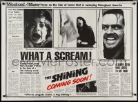 3d1260 SHINING teaser British quad 1980 King & Kubrick horror, crazy Jack Nicholson & cast!