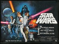 3d1262 STAR WARS British quad 1978 A New Hope, George Lucas sci-fi, art by Tom William Chantrell!