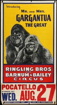 3d0331 RINGLING BROS & BARNUM & BAILEY CIRCUS 28x42 circus poster 1940s Mr. & Mrs. Gargantua, rare!