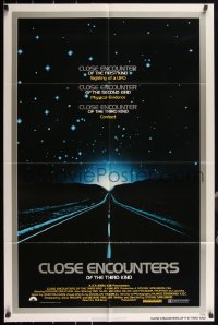 3d0505 CLOSE ENCOUNTERS OF THE THIRD KIND 1sh 1977 Spielberg's sci-fi classic, silver border design!