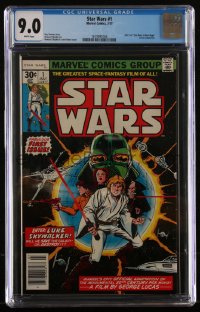 3d0441 STAR WARS slabbed #1 comic book 1977 fabulous first issue, graded 9.0 WHITE Pages from CGC!