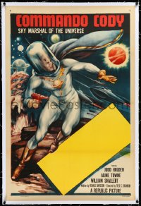 3d0118 COMMANDO CODY linen 1sh 1953 Sky Marshal of the Universe, cool space sci-fi art, blank stock!
