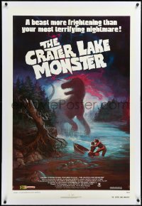 3d0121 CRATER LAKE MONSTER linen 1sh 1977 Wil art of dinosaur more frightening than your nightmares!