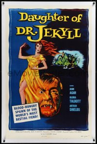 3d0125 DAUGHTER OF DR JEKYLL linen 1sh 1957 Edgar Ulmer, bestial fiend hidden in a woman's body!
