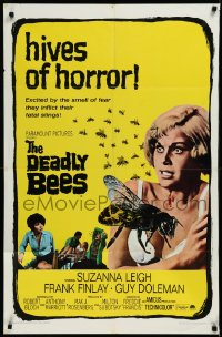 3d0513 DEADLY BEES 1sh 1967 hives of horror, fatal stings, image of sexy near-naked girl attacked!