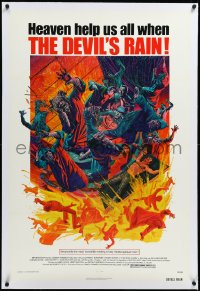 3d0131 DEVIL'S RAIN linen 1sh 1975 Ernest Borgnine, William Shatner, Anton Lavey, Mort Kunstler art!