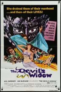 3d0516 DEVIL'S WIDOW 1sh 1972 directed by Roddy McDowall, wild art of Ava Gardner, English horror!