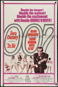 3d0521 DR. NO/FROM RUSSIA WITH LOVE 1sh 1965 Sean Connery is James Bond, double danger & excitement!