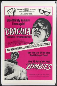 3d0133 DRACULA PRINCE OF DARKNESS/PLAGUE OF THE ZOMBIES linen 1sh 1966 bloodthirsty vampire & undead!