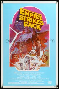 3d1325 EMPIRE STRIKES BACK 1sh R1982 George Lucas classic, Tom Jung, rare different teal background!
