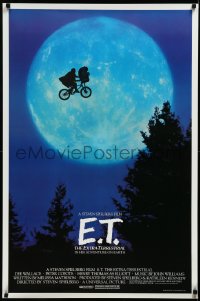 3d1321 E.T. THE EXTRA TERRESTRIAL second printing 1sh 1982 Spielberg classic, iconic bike over moon!